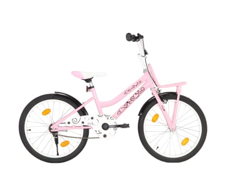 vidaXL børnecykel med frontlad 20 tommer sort og lyserød