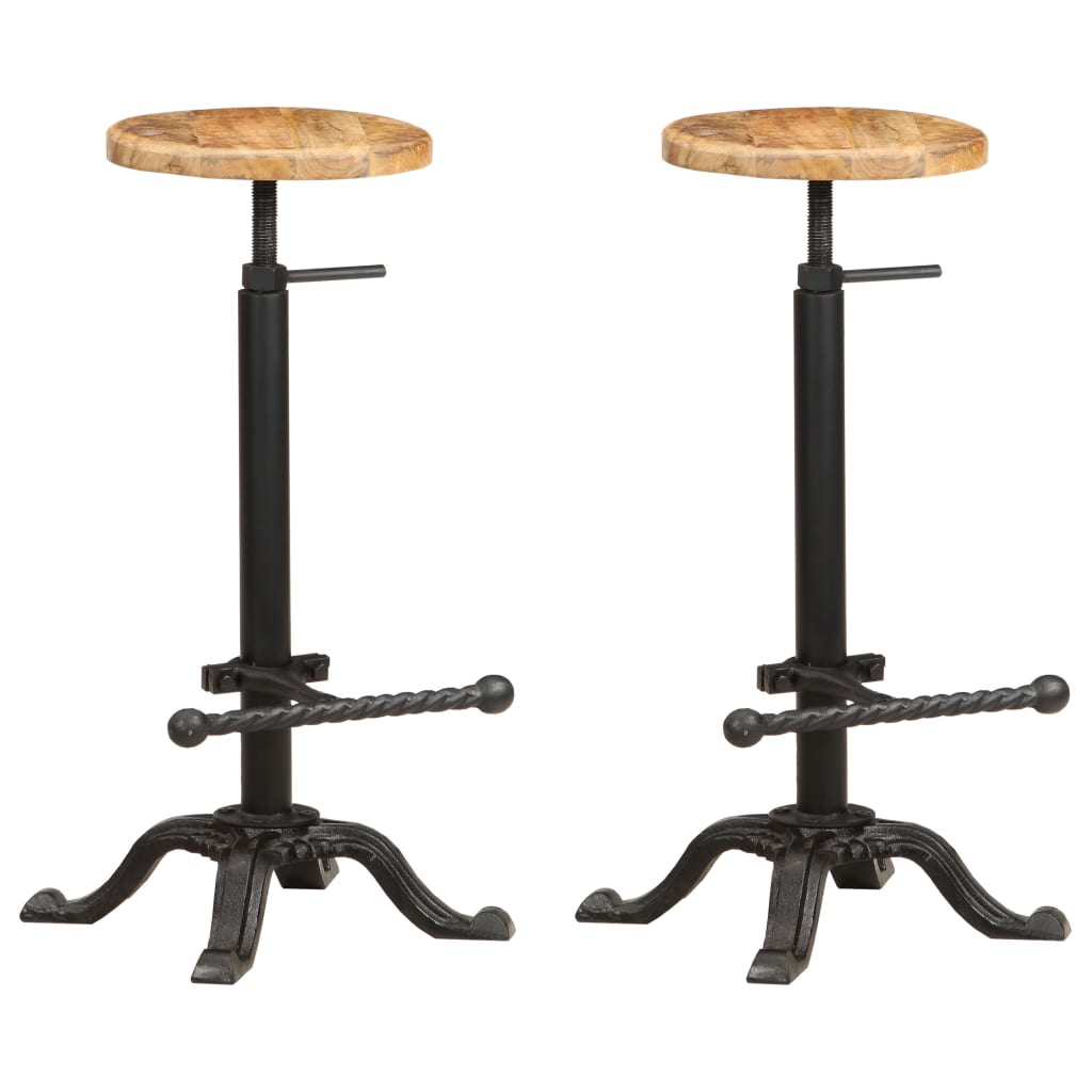 vidaXL Chaises de bar 2 pcs Bois de manguier solide