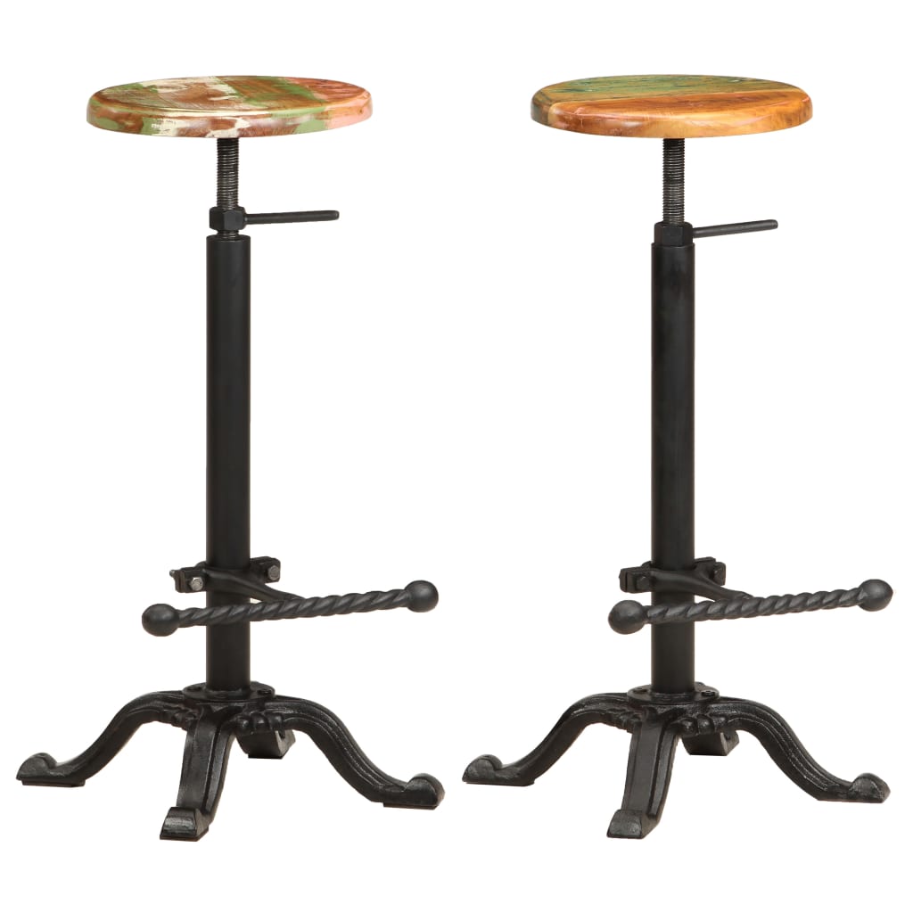 vidaXL Tabourets de bar lot de 2 Fonte et bois de récupération solide