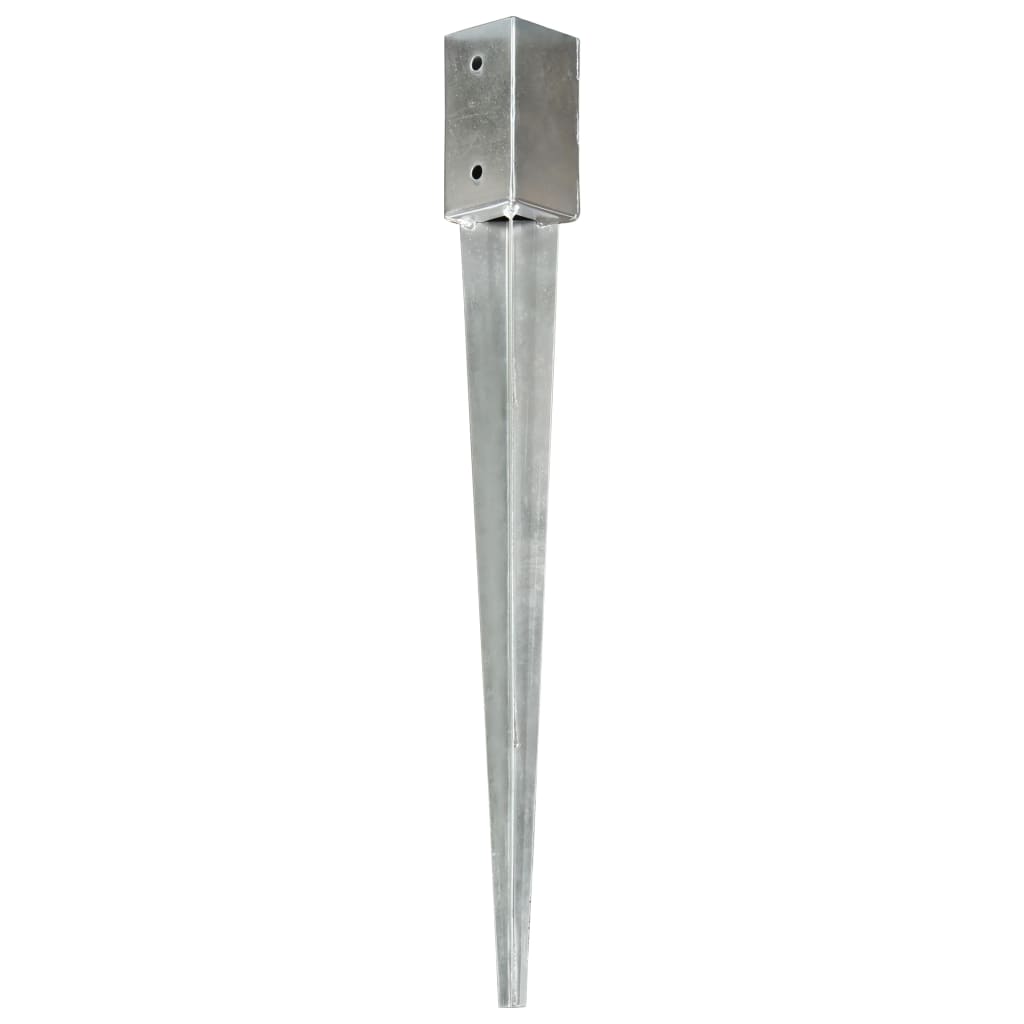 vidaXL Ground Spikes 2 pcs Silver 7x7x75 cm Galvanised Steel