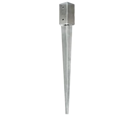 vidaXL Ground Spikes 2 pcs Silver 7x7x75 cm Galvanised Steel