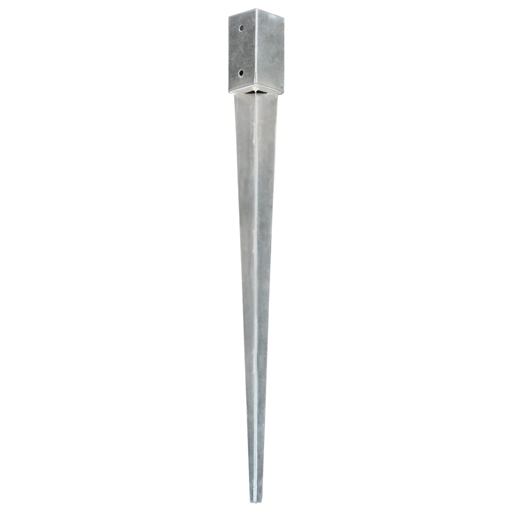 vidaXL Ground Spikes 2 pcs Silver 7x7x90 cm Galvanised Steel