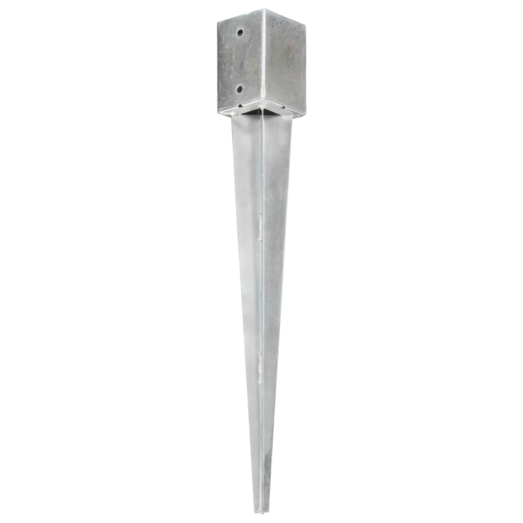 vidaXL Grondpinnen 2 st 9x9x75 cm gegalvaniseerd staal zilverkleurig afbeelding