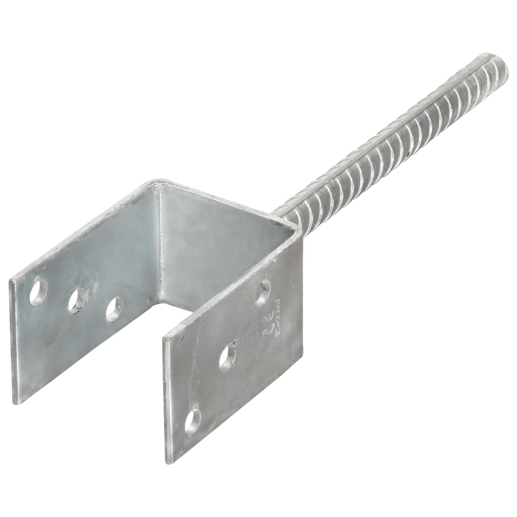 vidaXL Anclajes de valla 2 uds acero galvanizado plateado 7x6x30 cm