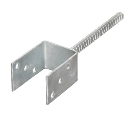vidaXL Fence Anchors 2 pcs Silver 7x6x30 cm Galvanised Steel