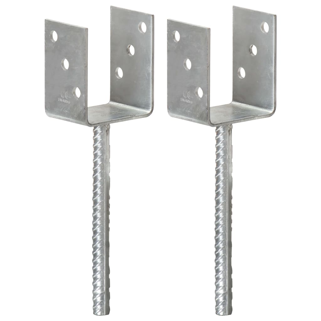 vidaXL Grondankers 2 st 8x6x30 cm gegalvaniseerd staal zilverkleurig vidaXL Grondankers 2 st 8x6x30 cm gegalvaniseerd staal zilverkleurig