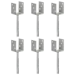 Ograjna sidra 6 kosov srebrna 8x6x30 cm pocinkano jeklo
