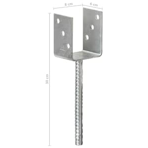 Plotové kotvy 6 ks stříbrné 8 x 6 x 30 cm pozinkovaná ocel - obrázek 7