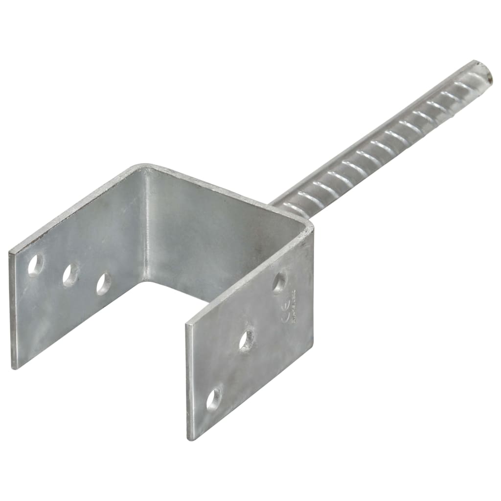 vidaXL Fence Anchors 2 pcs Silver 9x6x30 cm Galvanised Steel