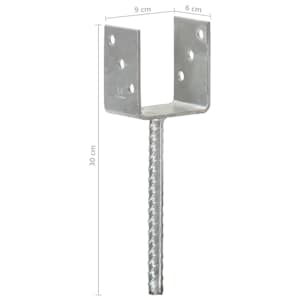 Plotové kotvy 6 ks stříbrné 9 x 6 x 30 cm pozinkovaná ocel - obrázek 7
