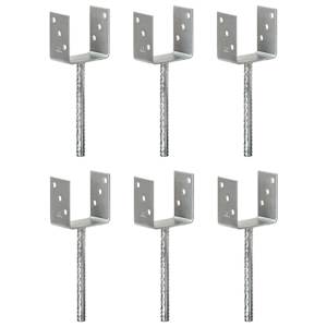 Ograjna sidra 6 kosov srebrna 10x6x30 cm pocinkano jeklo