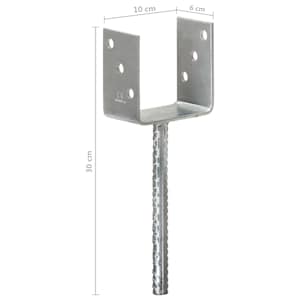 Plotové kotvy 6 ks stříbrné 10 x 6 x 30 cm pozinkovaná ocel - obrázek 7