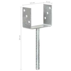 Plotové kotvy 6 ks stříbrné 12 x 6 x 30 cm pozinkovaná ocel - obrázek 7