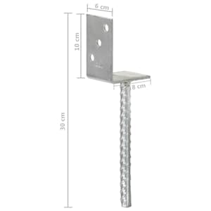 Plotové kotvy 6 ks stříbrné 8 x 6 x 30 cm pozinkovaná ocel - obrázek 7