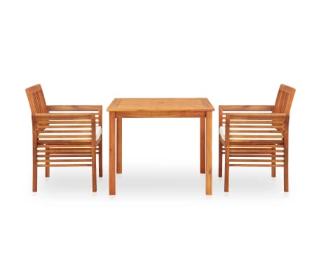 vidaXL Ensemble &agrave; manger d'ext&eacute;rieur 3 pcs et coussins Acacia solide