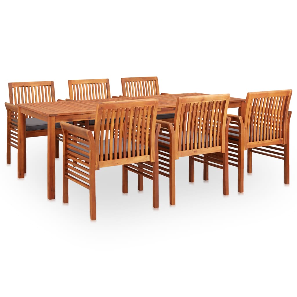 Mobilier à dîner d'extérieur 7 pcs et coussins Acacia solide