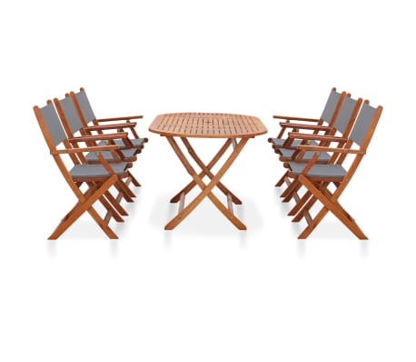 vidaXL Dining Set Grey Solid Eucalyptus Wood Large Collapsible