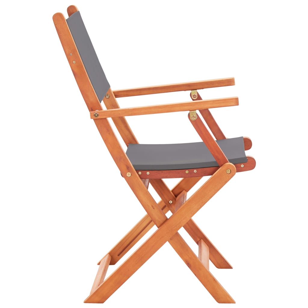 Stolik jadalniany z krzesłami, drewno eukaliptusowe, 160x85x74 cm, szary