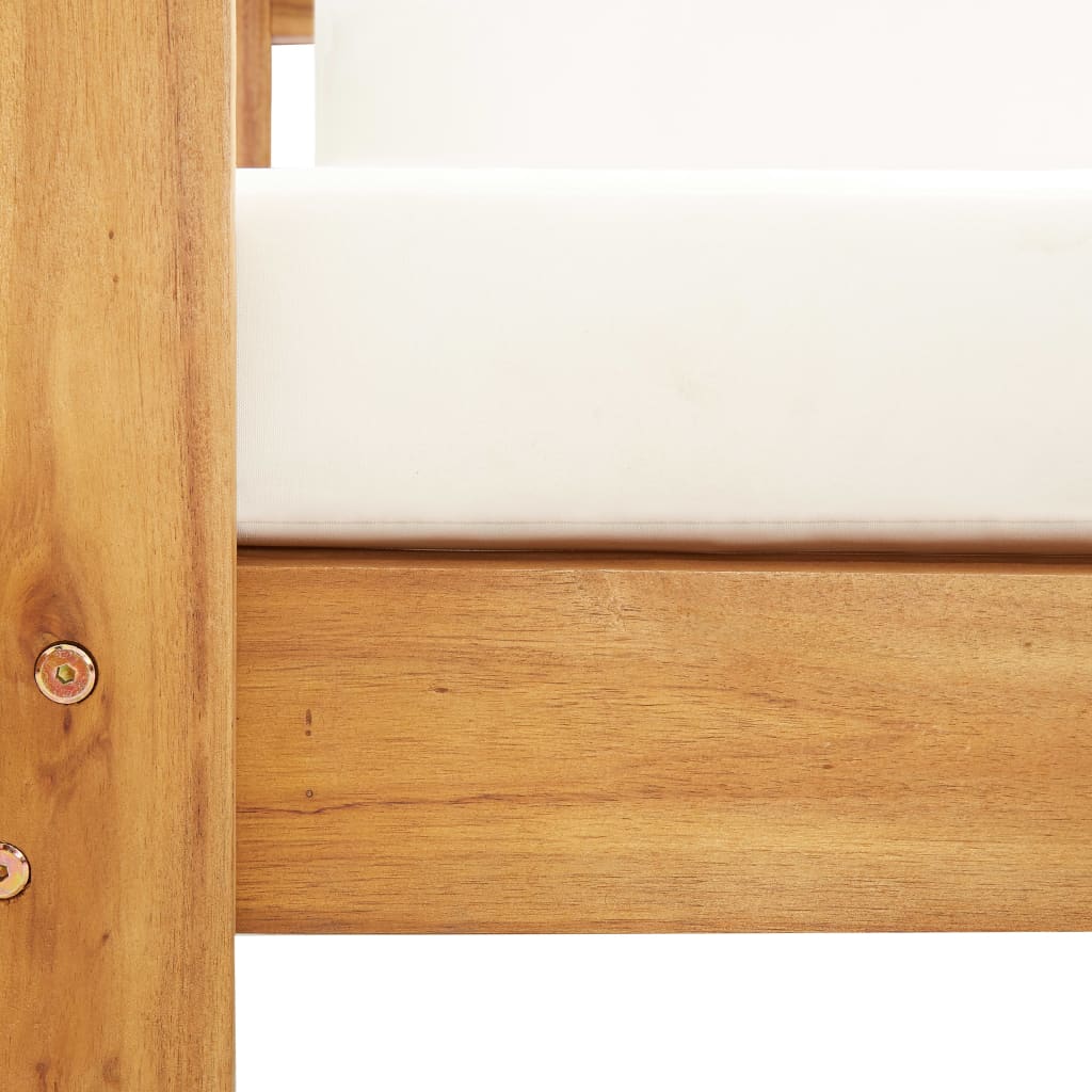 Set mobilier grădină cu perne crem, 4 piese, lemn masiv acacia