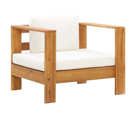 vidaXL Garden Lounge Set Cream Solid Acacia Wood Standard Durable
