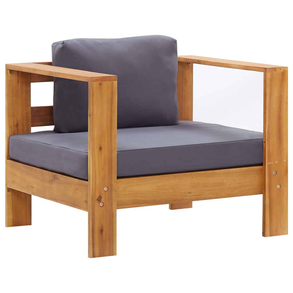 

vidaXL 4-delige Loungeset met kussens massief acaciahout grijs