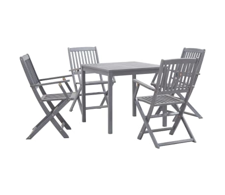 vidaXL Mobilier à dîner de jardin 5 pcs Bois d'acacia massif Gris vidaXL Mobilier à dîner de jardin 5 pcs Bois d'acacia massif Gris