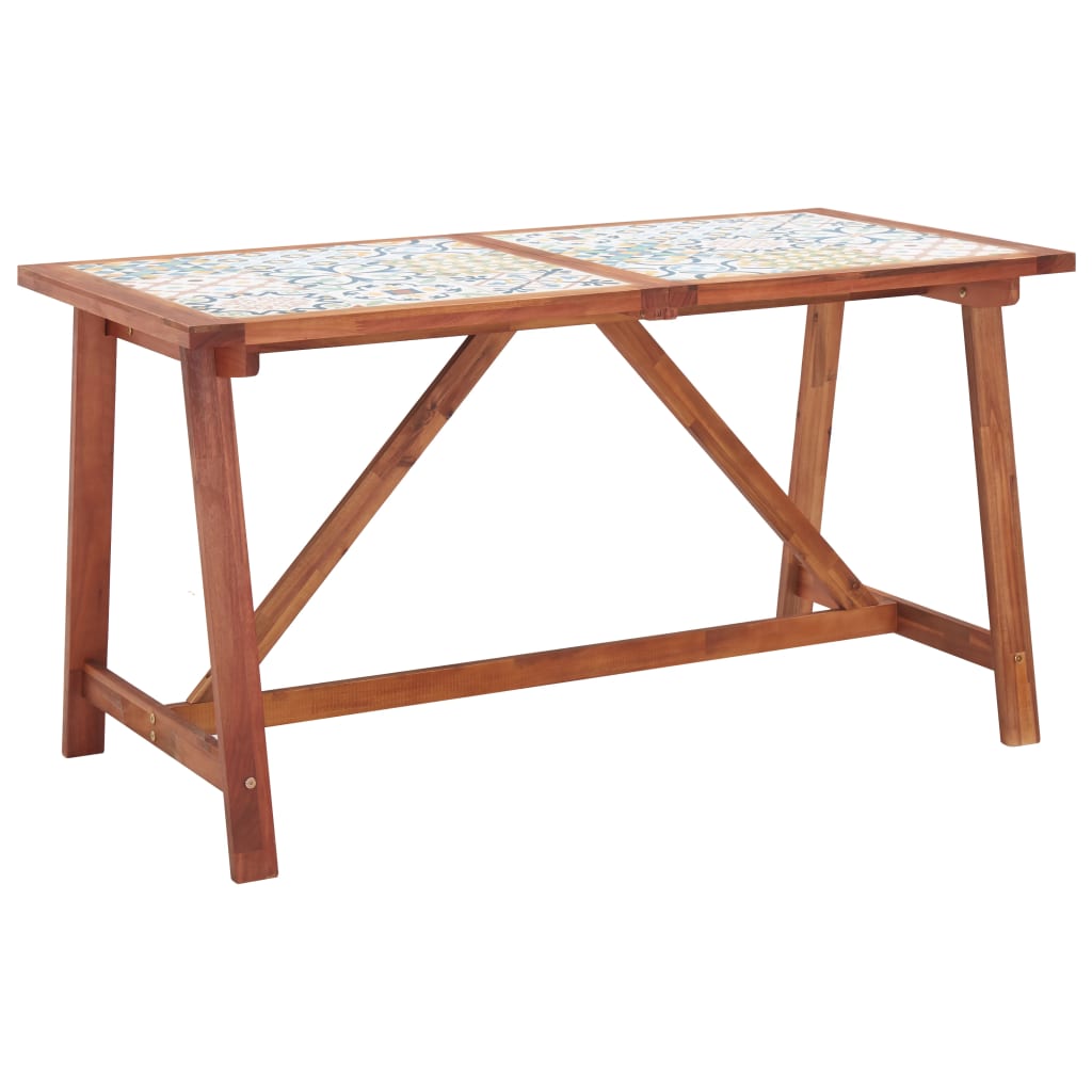 vidaXL Meuble à dîner de jardin 5pcs Carreau mosaïque et bois d'acacia