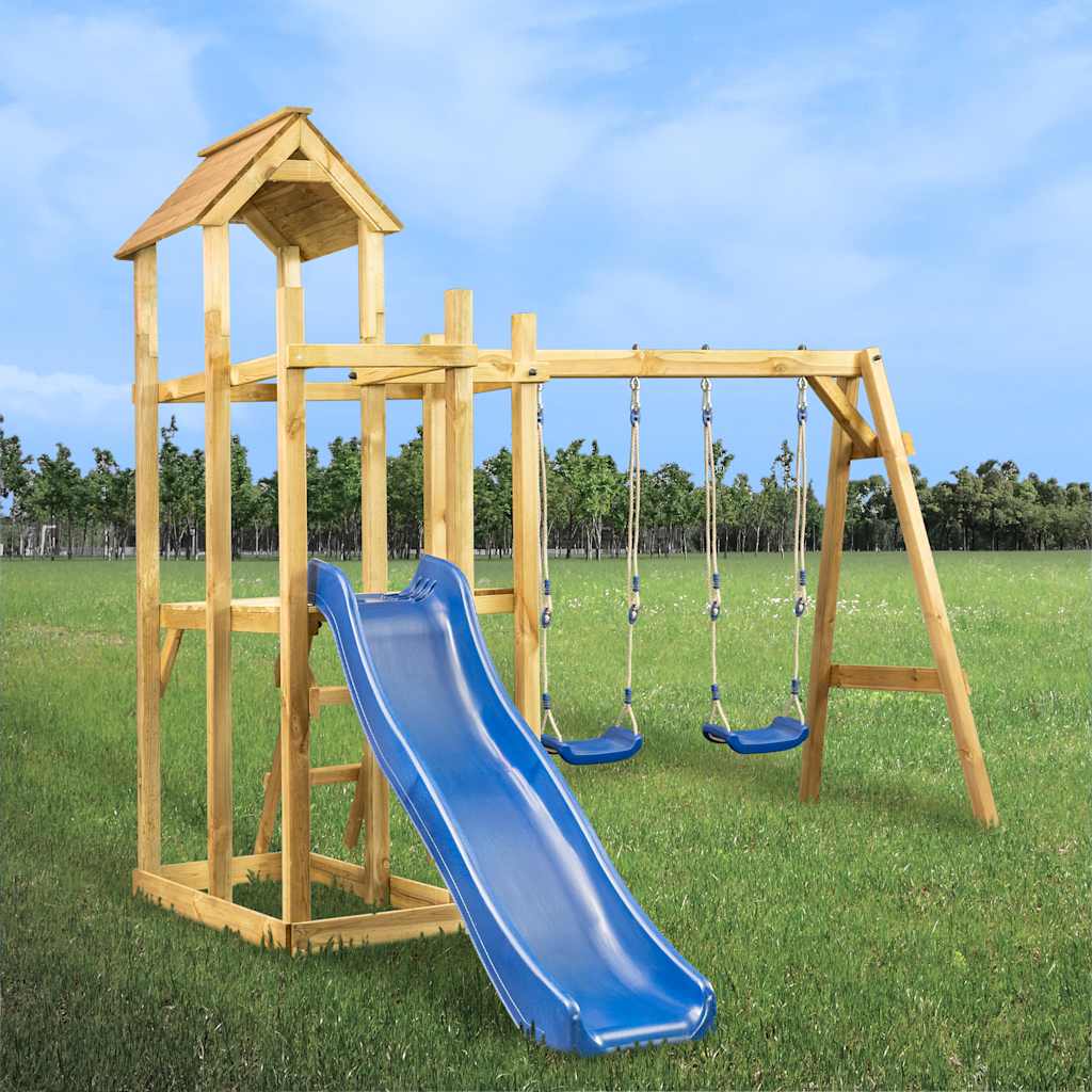 Parque Infantil WICKEY MultiFlyer con Techo de Madera, Columpio y tobogán  Verde, Parque Infantil de Exterior con arenero, Escalera y Accesorios de  Juego para el jardín : : Juguetes y juegos