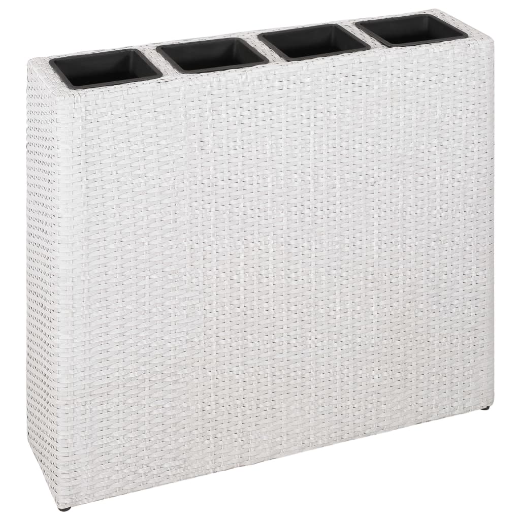 vidaXL Plantenbak verhoogd met 4 potten 2 st poly rattan wit afbeelding