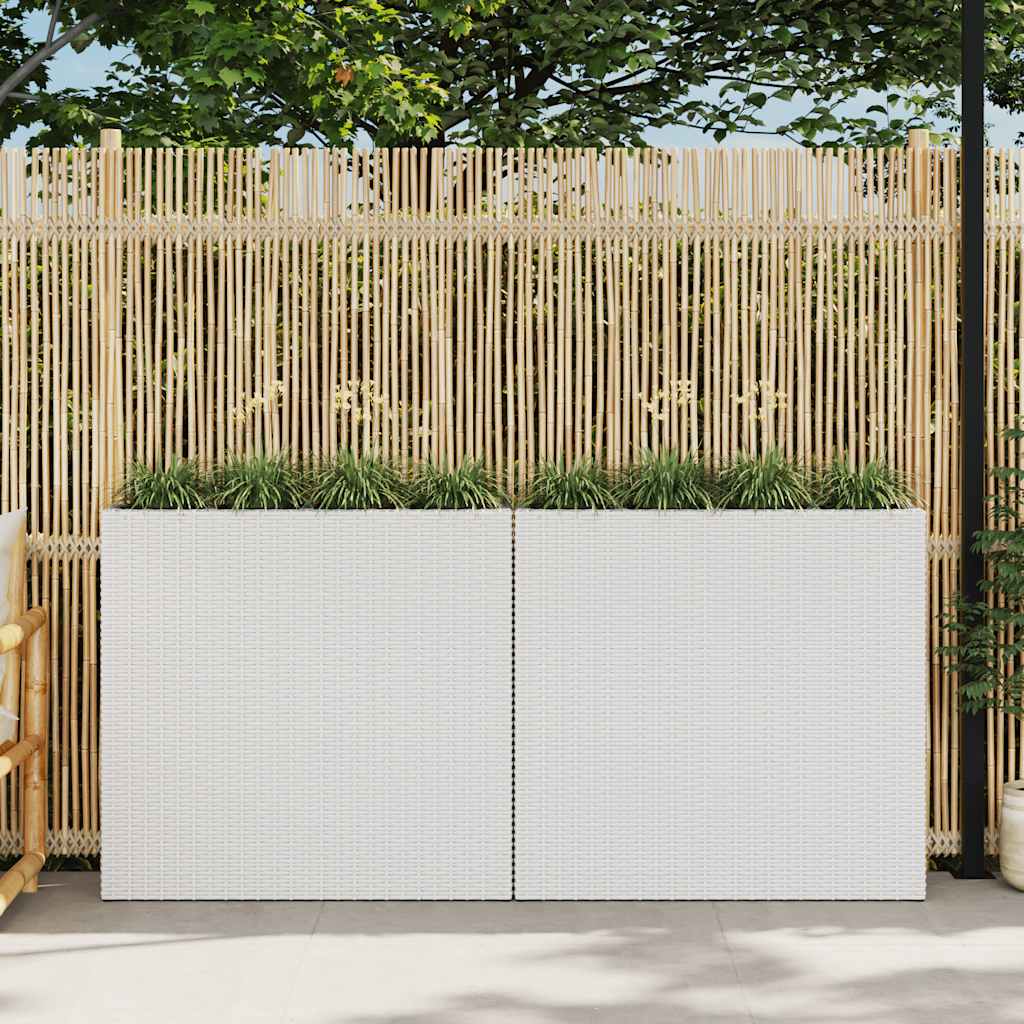 plantekasser med 4 krukker 2 stk. polyrattan hvid