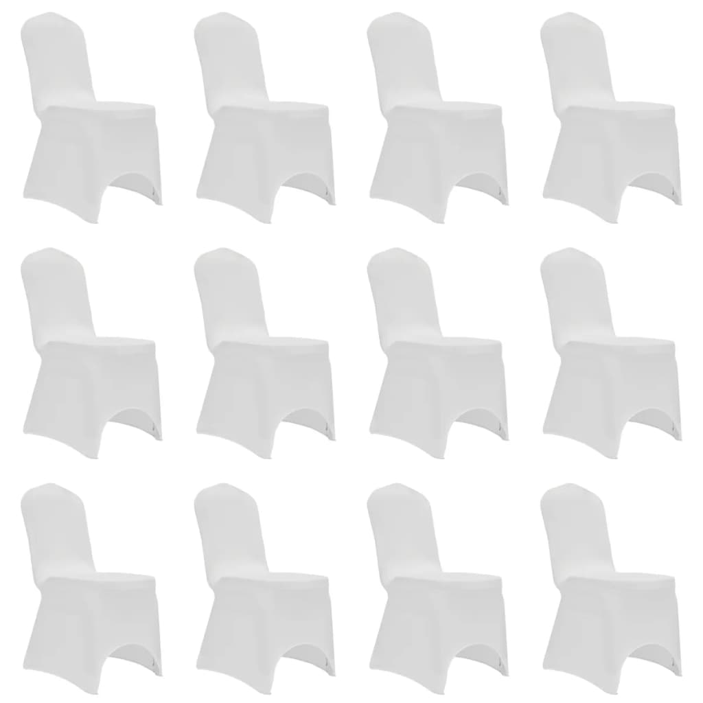 vidaXL Huse elastice pentru scaun, 12 buc., alb Alb imagine model 2022