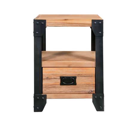 vidaXL Nattbord 2 stk heltre akasie st&aring;l 40x30x54 cm