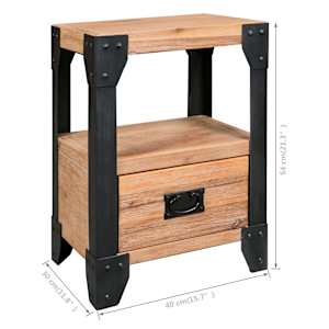 Noční stolek 2 ks masivní akáciové dřevo a ocel 40 x 30 x 54 cm - obrázek 7