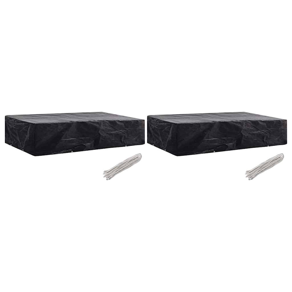 Havemøbelovertræk 2 stk. med 8 snørehuller - 218 × 77 × 55 cm, sort