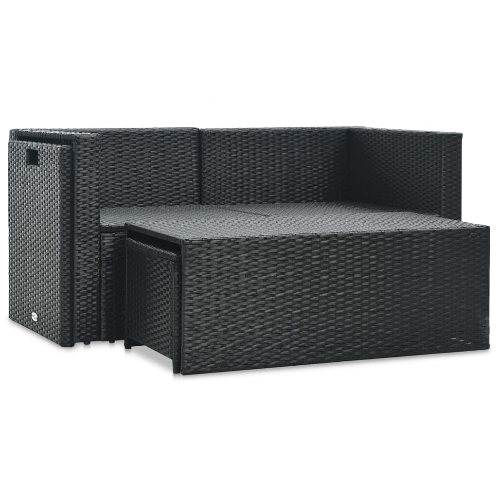 Thumbnail - vidaXL 6-tlg. Garten-Lounge-Set mit Auflagen Poly Rattan Schwarz