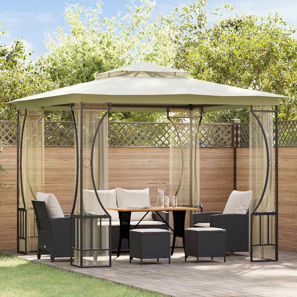 vidaXL Pavilion cu plase, crem, 300 x 300 x 265 cm
