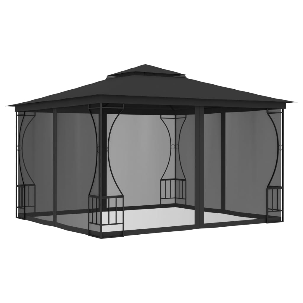 vidaXL Pavilion cu perdele, antracit, 300 x 300 x 265 cm