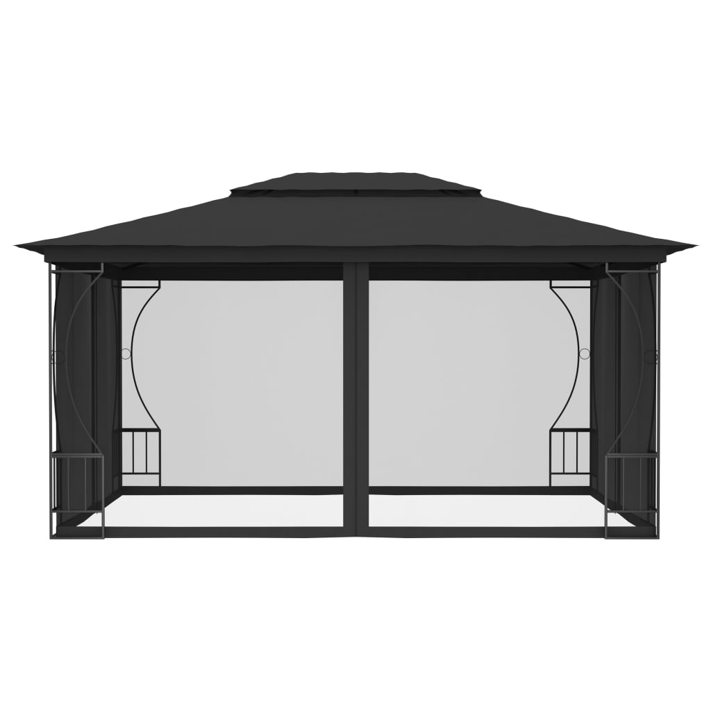 vidaXL antracitszürke pavilon hálóval 300 x 400 x 265 cm