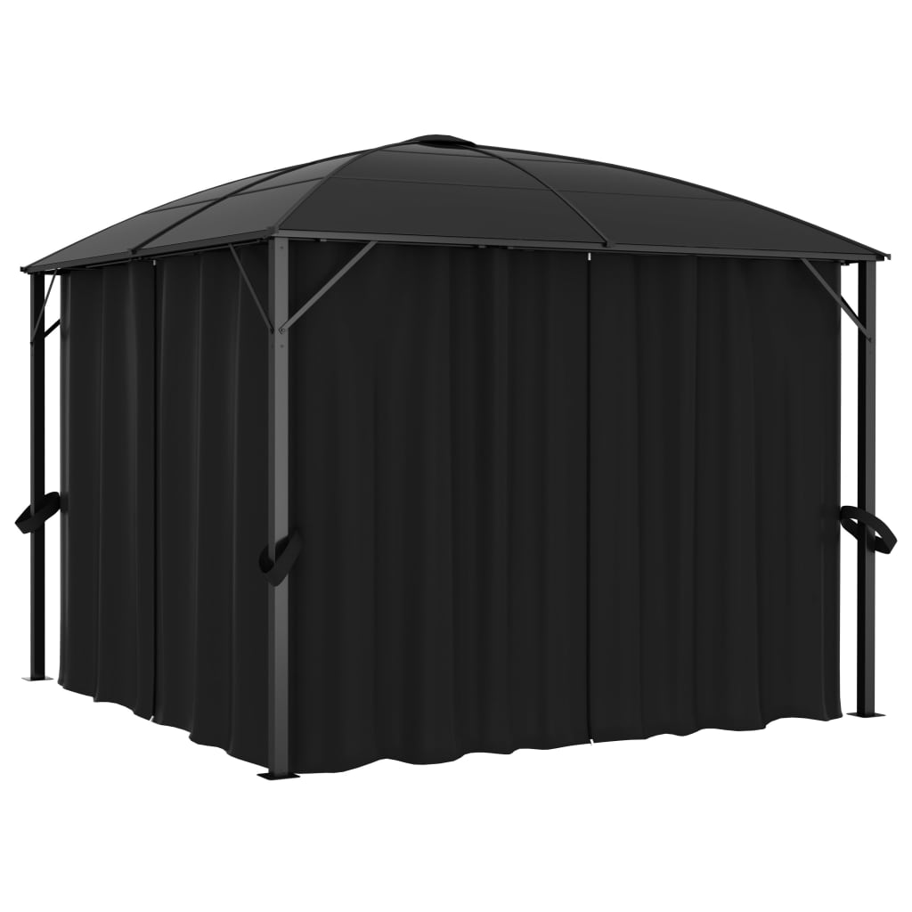 Gazebo with Curtains 300x300x265 cm Anthracite