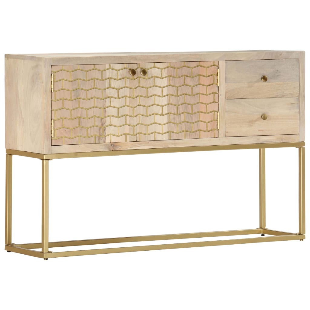 vidaXL Sideboard Golden 120x30x75 cm Massivholz Mango