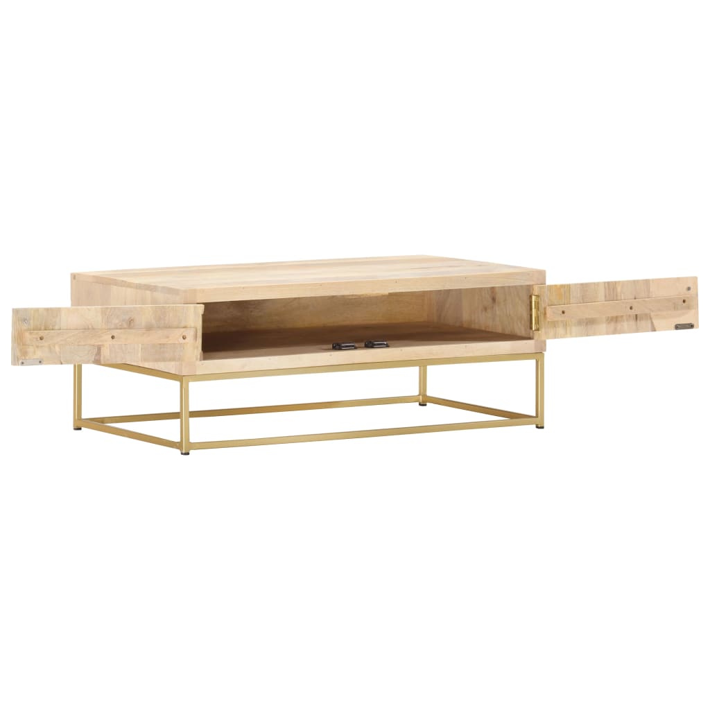 

vidaXL Salontafel 90x50x35 cm massief mangohout goudkleurig