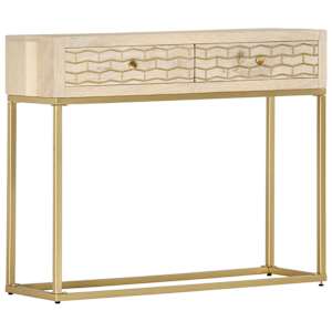 vidaXL konsoollaud, kuldne, 90 x 30 x 75 cm, mangopuit