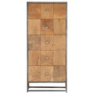 Komoda se zásuvkami 45 x 30 x 100 cm masivní recyklované dřevo - obrázek 2