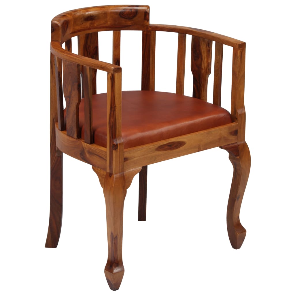 

vidaXL Eetkamerstoelen 4 st echt leer en massief sheeshamhout