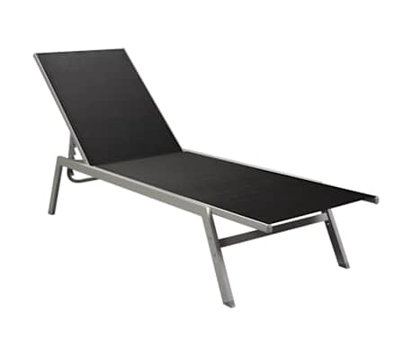 vidaXL Chaise longue Acier et textilène Noir vidaXL Chaise longue Acier et textilène Noir