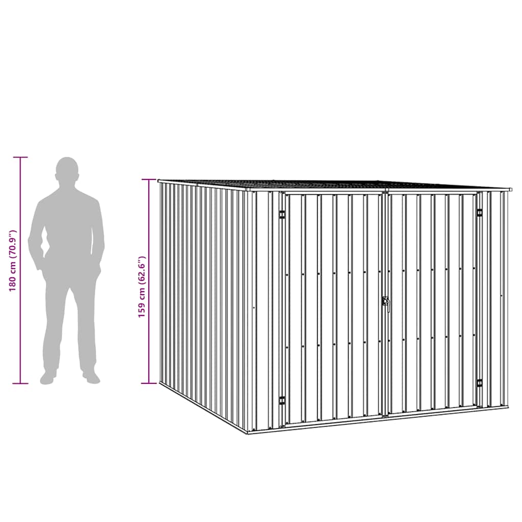 dārza šķūnis, zaļa, 195x198x159 cm, cinkots tērauds