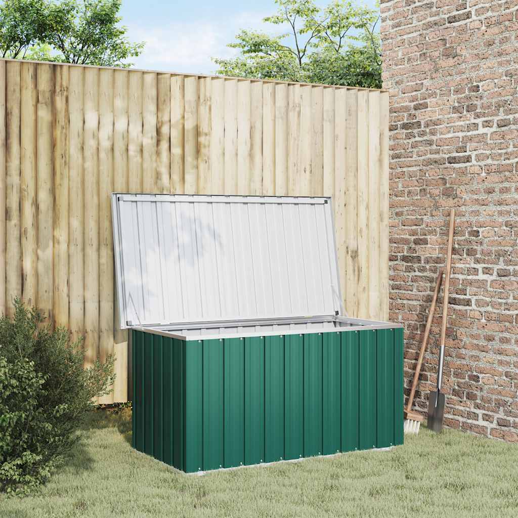 vidaXL Ladă de depozitare pentru grădină, verde, 129 x 67 x 65 cm