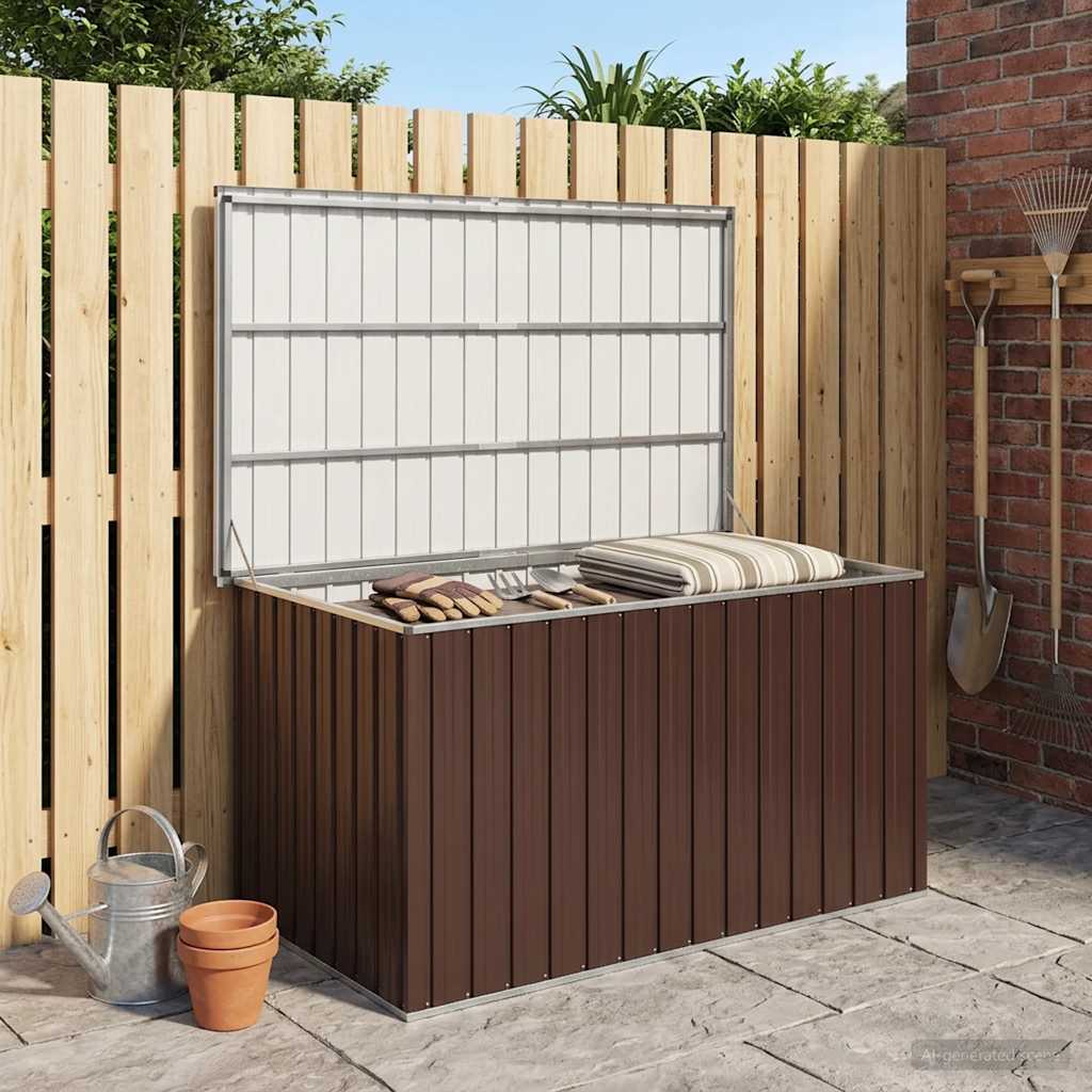 Hyndeboks 171×99×93 cm - brun stål opbevaringskasse til have og terrasse