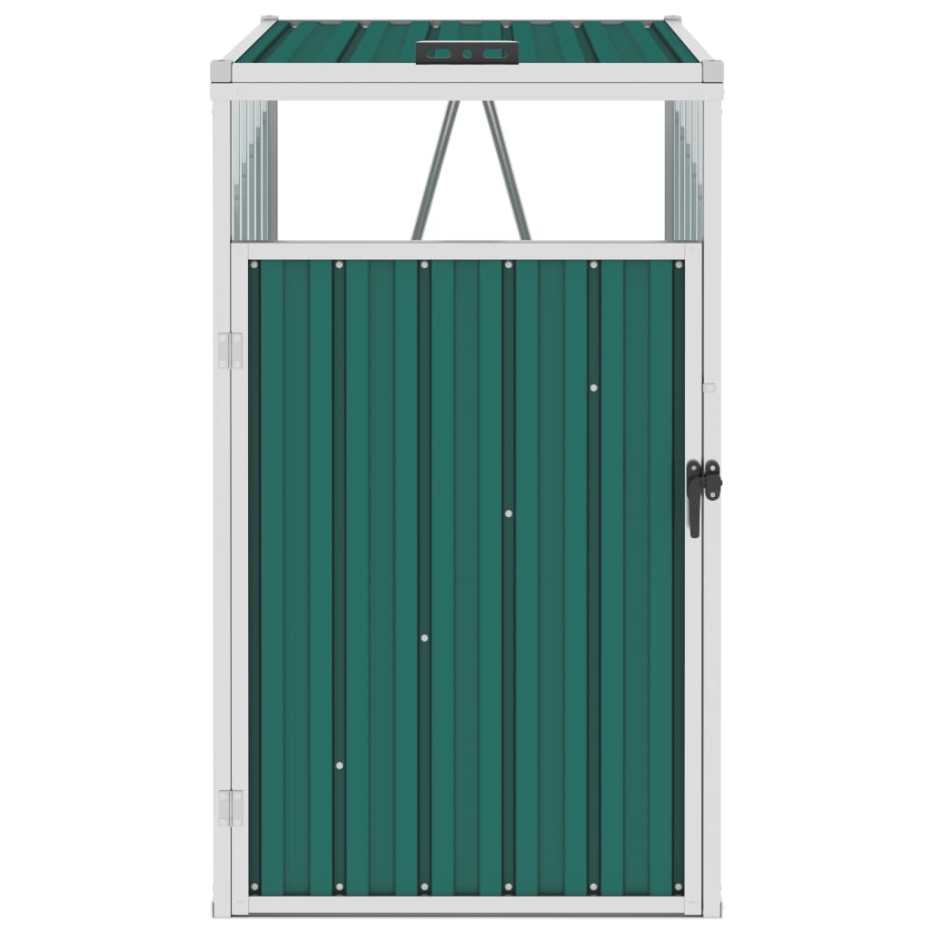 vidaXL Abrigo para caixote do lixo 72x81x121 cm aço verde