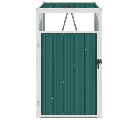 vidaXL Abrigo para caixote do lixo 72x81x121 cm aço verde